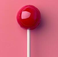 ai gegenereerd een lolly Aan een roze achtergrond foto