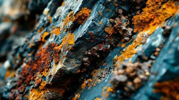 ai gegenereerd natuurlijk steen muur. structuur van leisteen en steen in blauw, goud en donker kleur tonen. behang ontwerp voor kop. foto