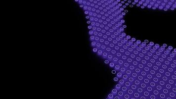 abstract ongebruikelijk spinnen veld- van klein bitcoin pictogrammen geïsoleerd Aan een zwart achtergrond, naadloos lus. ontwerp. oppervlakte van ronde bitcoin symbolen. foto