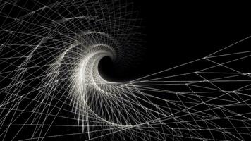 wit draden met stralen van licht roteren. animatie van dynamisch beweging Aan zwart achtergrond. foto