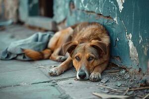 ai gegenereerd verdwaald dakloos straat hond foto