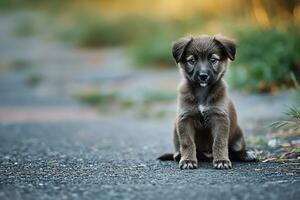 ai gegenereerd fotografie van een schattig hond, nationaal puppy dag concept foto