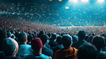 ai gegenereerd groot groep van sport ventilator Aan stadion foto