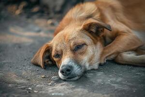 ai gegenereerd verdwaald dakloos straat hond foto