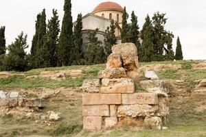 de oude begraafplaats en archeologisch plaats van kerameikos in Athene, Griekenland foto