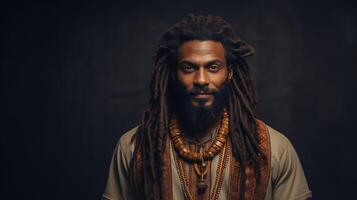 ai gegenereerd dreadlocks mannetje traditioneel ai gegenereerd portret beeld foto