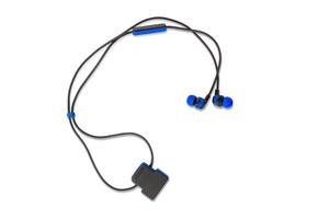 Bluetooth oortelefoon voor smartphone en computer voor luisteren media Aan wit achtergrond foto