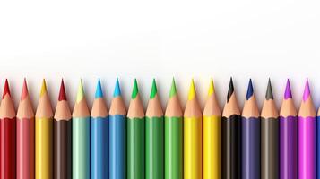 ai gegenereerd assortiment van gekleurde potloden, Super goed voor onderwijs en artistiek concepten foto