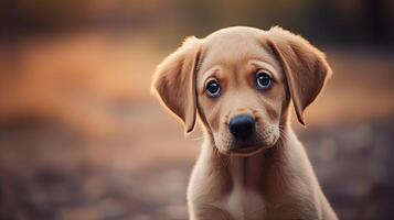 ai gegenereerd nieuwsgierig puppy met aanbiddelijk ogen foto