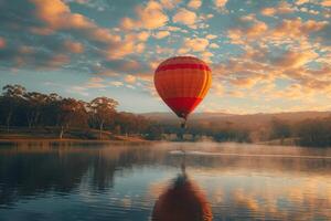 ai gegenereerd heet lucht ballon over- meer foto