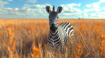 ai gegenereerd zebra kruispunt de savanne in Namibië savanne foto