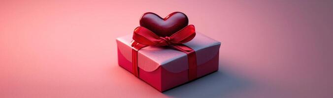 ai gegenereerd een doos van valentijnsdag dag geschenk en een rood hart met een boog foto
