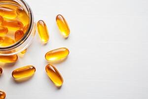 ai gegenereerd vis olie capsules met omega 3 en vitamine gneratief ai foto