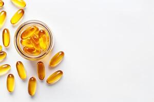 ai gegenereerd vis olie capsules met omega 3 en vitamine gneratief ai foto