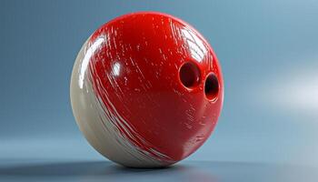 ai gegenereerd een bowling bal is wezen raken van achter door een rood bal foto