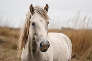 ai gegenereerd bruin en grijs paard portret foto