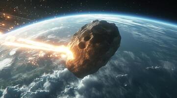 ai gegenereerd een asteroïde is in de buurt de aarde in een artiest interpretatie foto