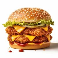 ai gegenereerd voedsel voor snel voedsel in het formulier van heerlijk heet eigengemaakt hamburger met vlees kotelet en groenten foto
