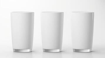 ai gegenereerd reeks van leeg glas cups geïsoleerd Aan wit achtergrond foto