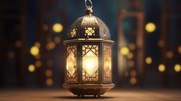 ai gegenereerd Arabisch lantaarn voor Ramadan kareem, eid mubarak foto