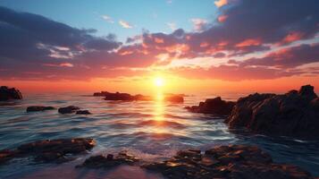 ai gegenereerd oceaan horizon zonsondergang achtergrond foto