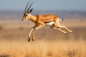 ai gegenereerd een antilope jumping in de lucht foto