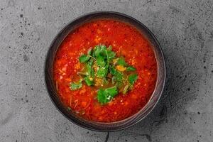 oekraïens borsch rood soep top visie foto