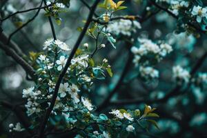 ai gegenereerd u kan toenemen wit bloemen Aan bomen foto