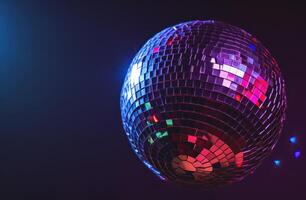 ai gegenereerd kleurrijk disco bal Aan de zwart achtergrond foto