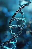 ai gegenereerd dna strand Aan blauw achtergrond foto