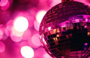 ai gegenereerd een roze disco bal patroon, kerstpunk, kitsch esthetisch foto