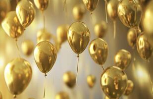 ai gegenereerd gelukkig verjaardag gelukkig een goud ballonnen foto