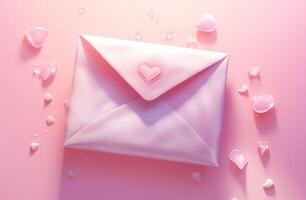 ai gegenereerd een envelop vol van roze harten en een papier met ruimte voor een bericht foto