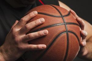 close-up handheld basketbal
