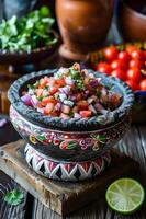 ai gegenereerd vers feest een kleurrijk Mexicaans recept met stoutmoedig smaken foto