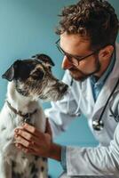 ai gegenereerd genezing poten omarmen de liefde en toewijding van een veterinair hond liefhebber foto