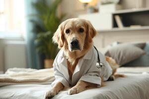 ai gegenereerd genezing poten omarmen de liefde en toewijding van een veterinair hond liefhebber foto