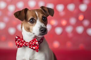 ai gegenereerd harig valentijnsdag honden vieren liefde met harten foto