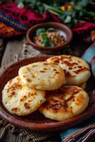 ai gegenereerd maïs pannenkoek genot traditioneel Colombiaanse arepas de choclo foto