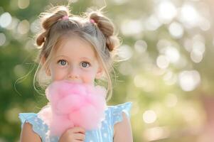 ai gegenereerd roze genot aanbiddelijk beelden van een schattig weinig meisje foto