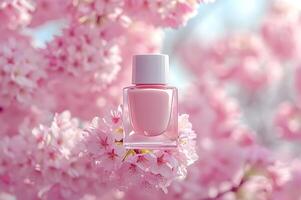 ai gegenereerd chique en glitterachtig voorjaar nagel Pools banier voor sprankelende kern nagels foto