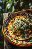 ai gegenereerd vers feest een kleurrijk Mexicaans recept met stoutmoedig smaken foto