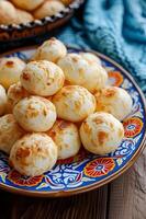 ai gegenereerd braziliaans kaas brood kunstenaarstalent in folk-stijl presentatie foto