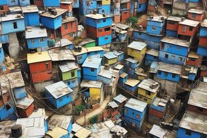 ai gegenereerd antenne visie van favela's, Rio de janeiro, Brazilië, ai gegenereerd foto