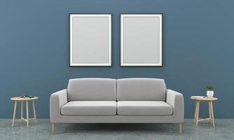 realistische mockup 3D-gerenderde interieur van moderne woonkamer met bank - bank en tafel foto