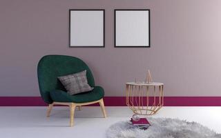 3D-realistische mockup van woonkamerinterieur foto