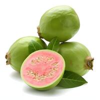 ai gegenereerd vers guava - exotisch tropisch fruit geïsoleerd Aan wit achtergrond foto