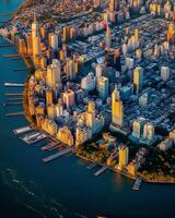 ai generatief antenne visie van nieuw york Manhattan foto