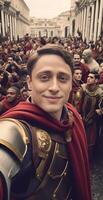 ai generatief selfie van een mooi Kaukasisch Mens toerist in Rome Bij Vaticaan stad Aan vakantie foto