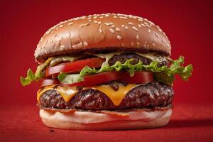 ai gegenereerd klassiek dubbele cheeseburger foto